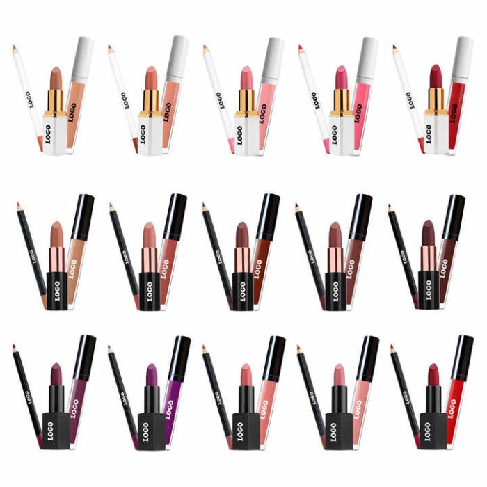 Hot-Selling 5g Mineral Ingredients Three-in-One Matte Lipstick Lip Liner Non-Stick Lip Glaze Set Waterproof and Non-Fading - Image 2
