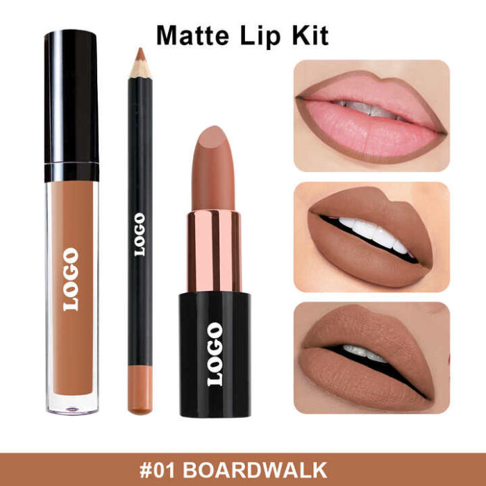 Hot-Selling 5g Mineral Ingredients Three-in-One Matte Lipstick Lip Liner Non-Stick Lip Glaze Set Waterproof and Non-Fading - Image 3