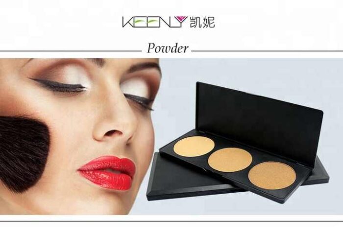 Custom empty pressed powder compact with shimmer finish for brands