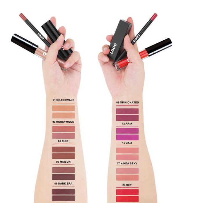 Hot-Selling 5g Mineral Ingredients Three-in-One Matte Lipstick Lip Liner Non-Stick Lip Glaze Set Waterproof and Non-Fading - Image 5