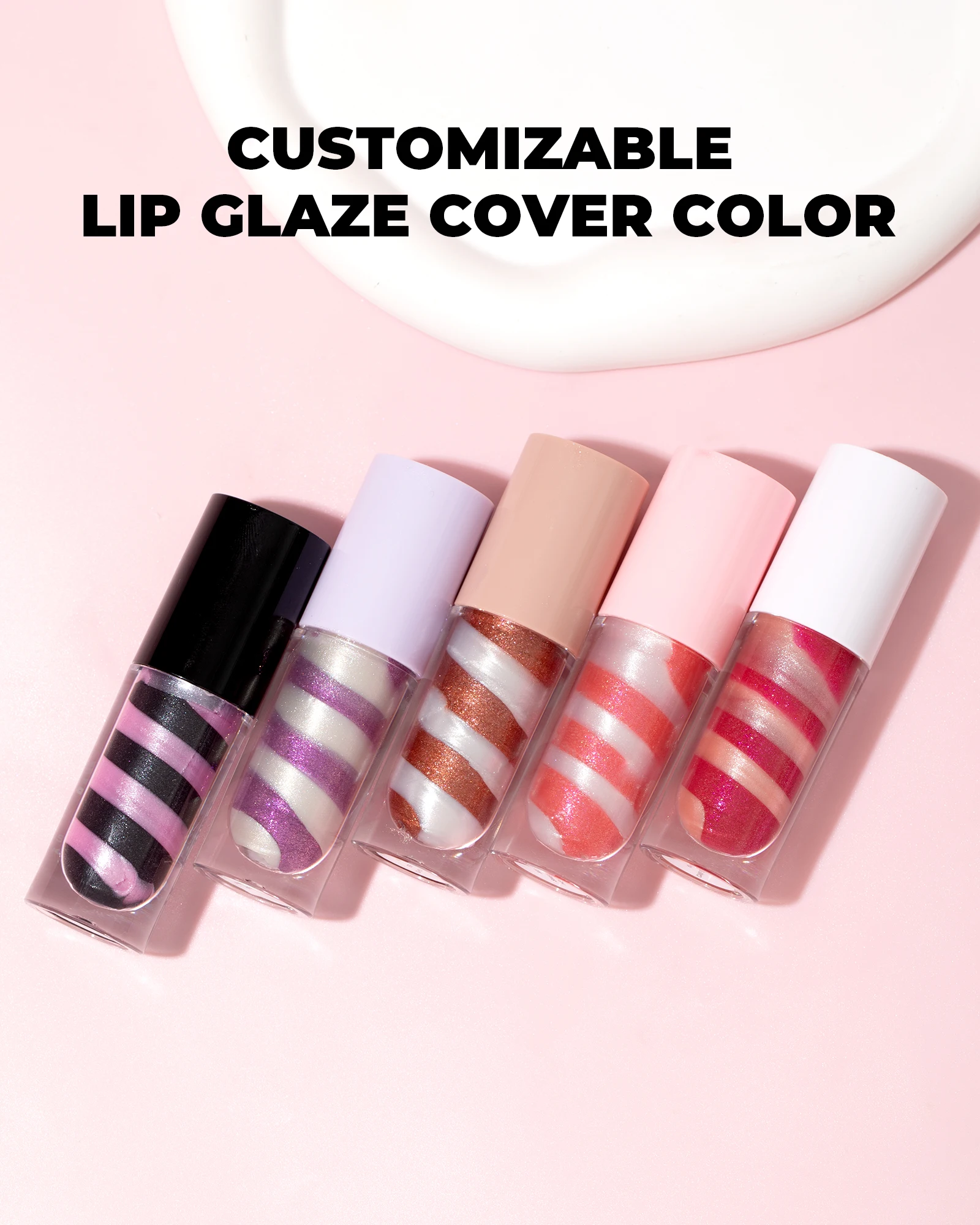 Custom Marbled Lip Gloss bottle showing the unique swirl design.