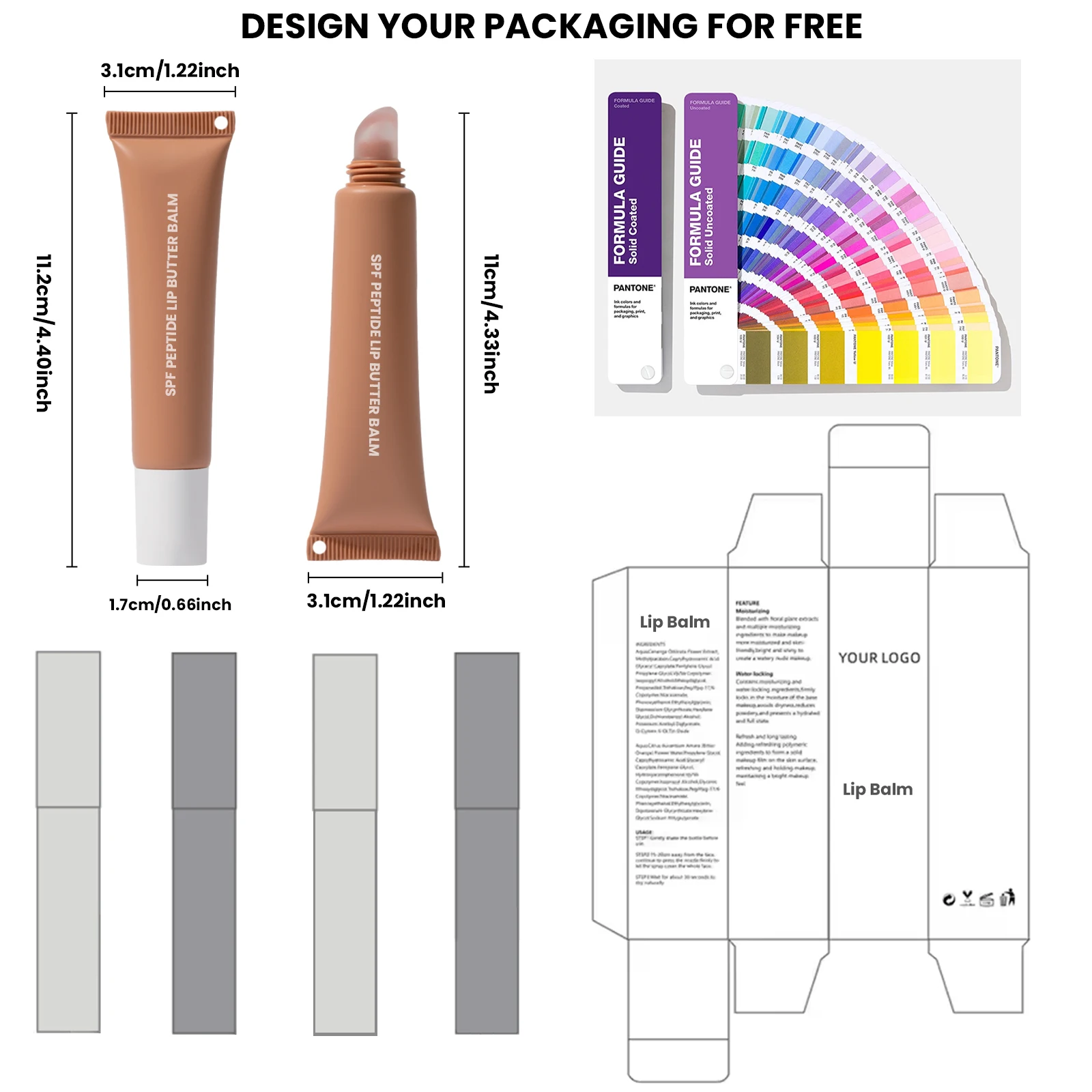 Custom Peptide Lip Gloss with clear gel and shimmer formula.