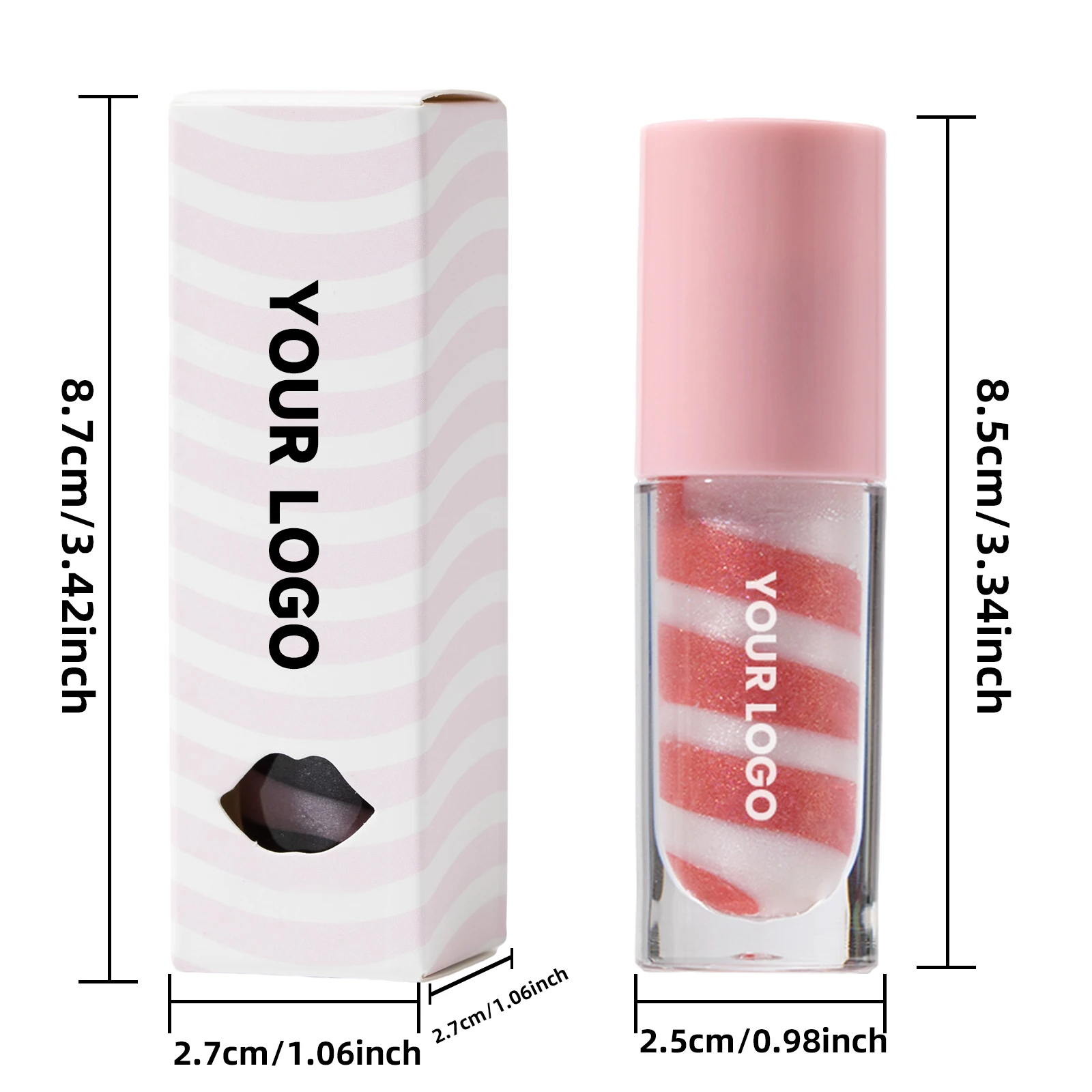 Custom Marbled Lip Gloss bottle showing the unique swirl design.