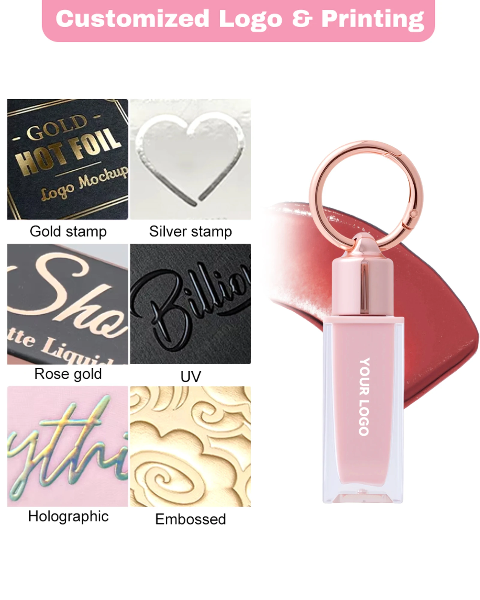 Private Label Lip Gloss with Keychain OEM specialist. Our portable lip gloss features keychain design, moisturizing plumper formula & velvet texture. With 5 signature shades & MSDS certification. Perfect for on-the-go lip care.