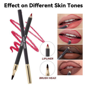 Close-up of the creamy lip pencil and soft brush tips of the Dual-Ended Lip Liner.