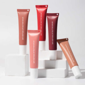 Custom Peptide Lip Gloss with clear gel and shimmer formula.