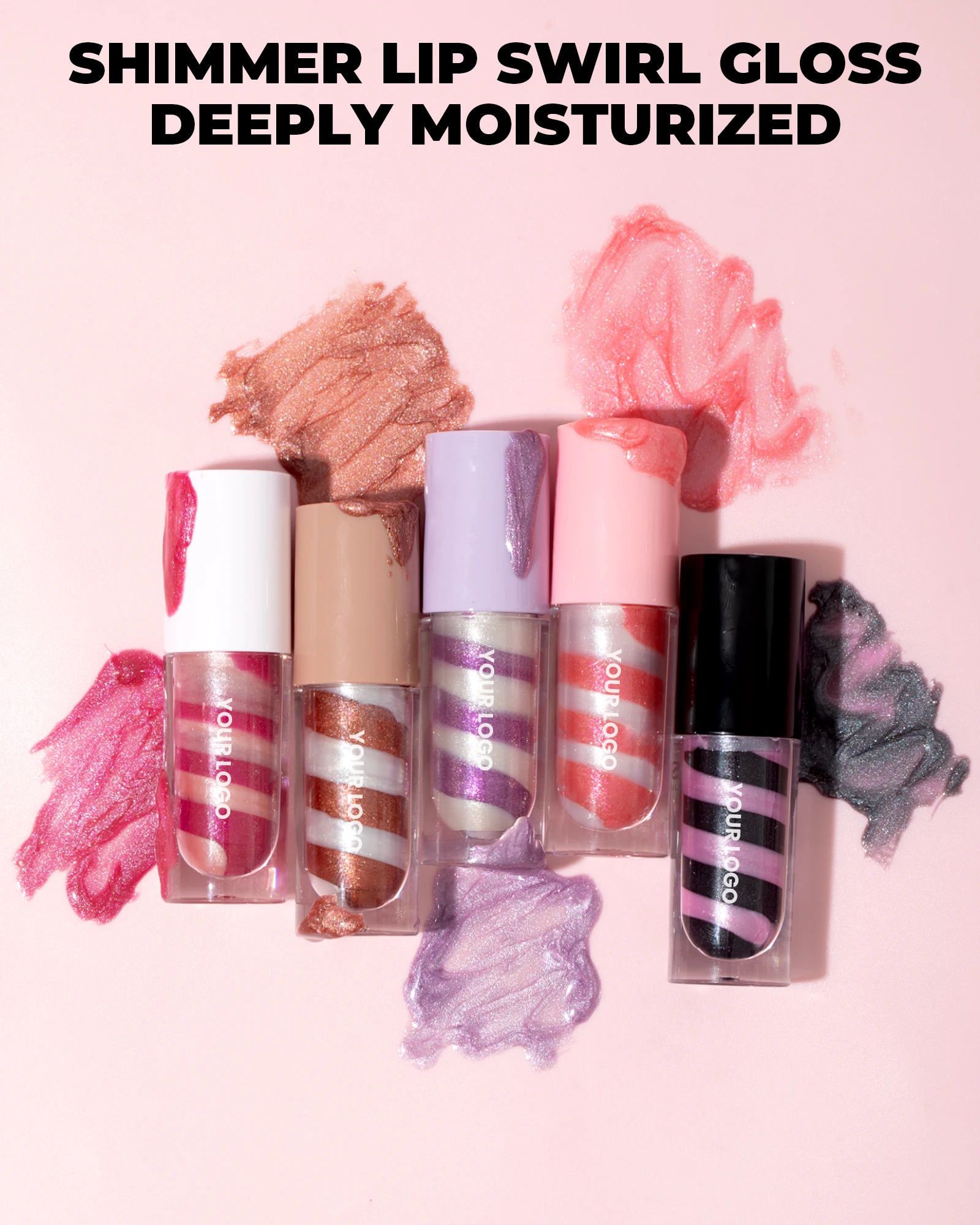 Custom Marbled Lip Gloss bottle showing the unique swirl design.