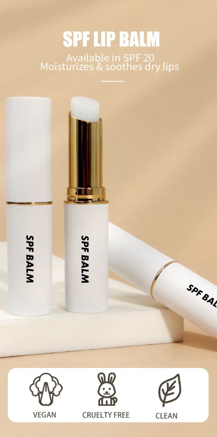 SPF Lip Balm with Custom Logo Custom SPF Lip Balm tube with logo placement.