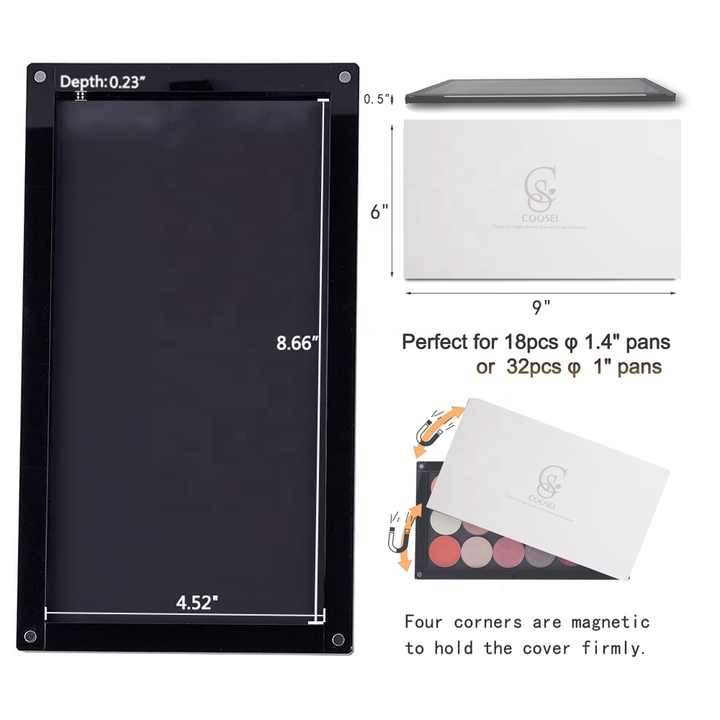Coosei New acrylic magnetic palette Artist Magnetic Palette Multiple Layers With Mirror Customs Empty Magnetic Palette