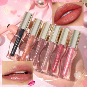 Swatches of holiday shimmer shades for the Christmas Lip Gloss collection.