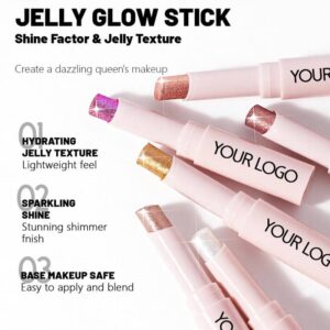 Private Label Eyeshadow Stick - Dual-Ended Jelly Glow Stick, Waterproof & Multichrome for Eyes & Highlight