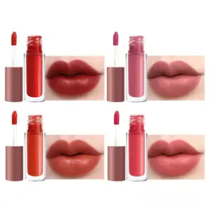 Custom matte lip gloss set of 4 colors: Sexy Red, Nude, Ruck Girl, Pink Love