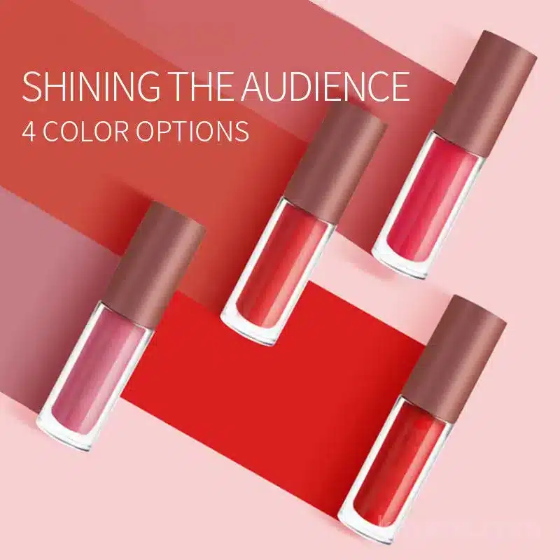 Custom matte lip gloss set of 4 colors: Sexy Red, Nude, Ruck Girl, Pink Love