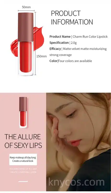 Custom matte lip gloss set of 4 colors: Sexy Red, Nude, Ruck Girl, Pink Love