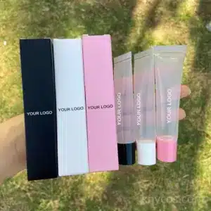 Private label lip oil bottles with custom logo mockup