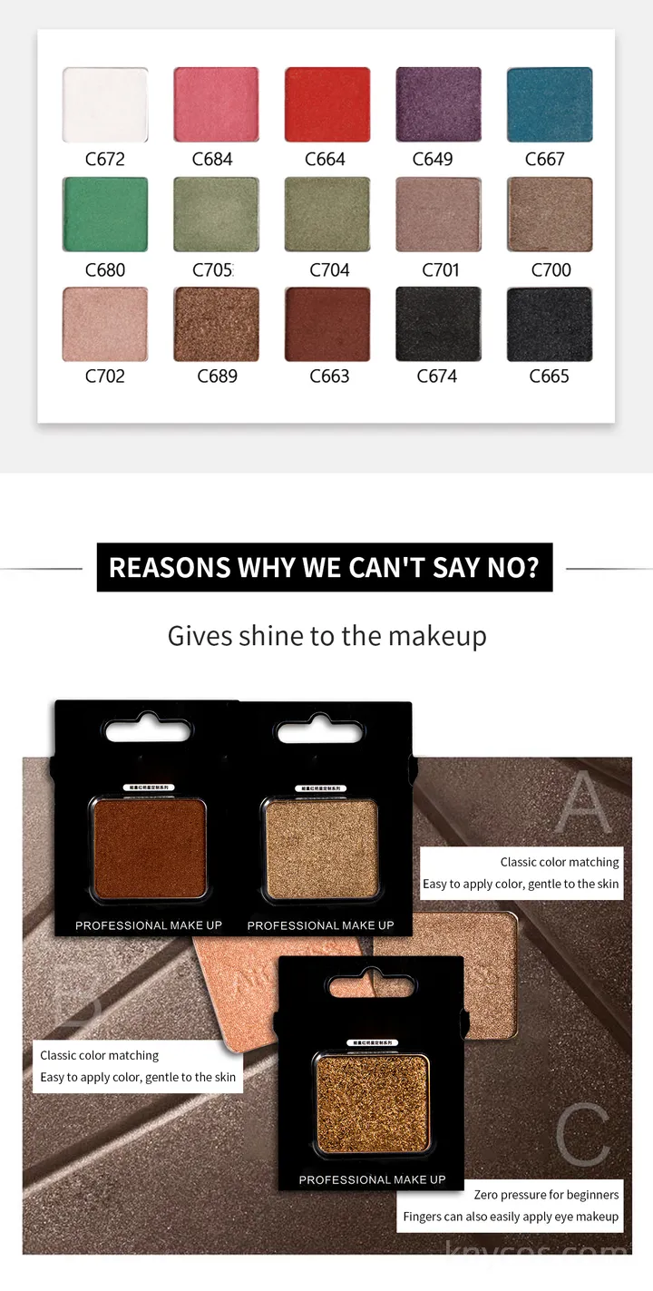 Private label single eyeshadow with diamond shimmer finish, high-pigment mineral formula for professional eye makeup.