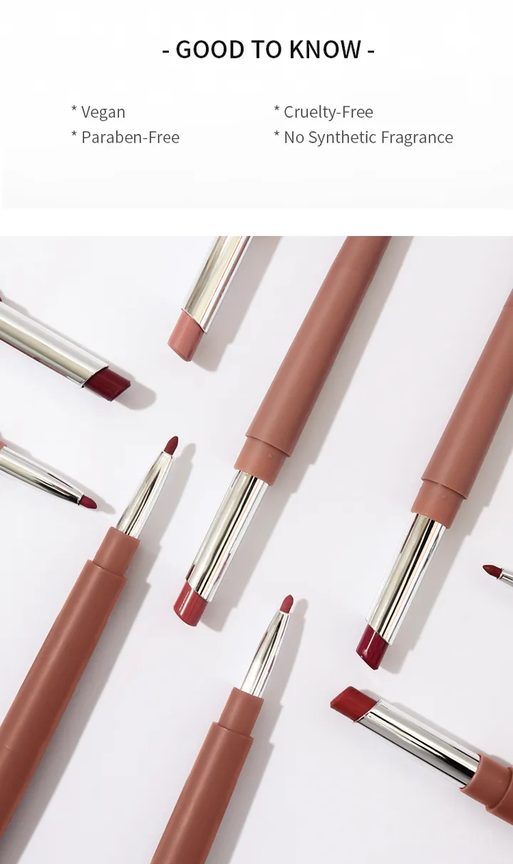 Private Label 2 in 1 Lipstick Lip Liner Pencil - Dual-End Design
