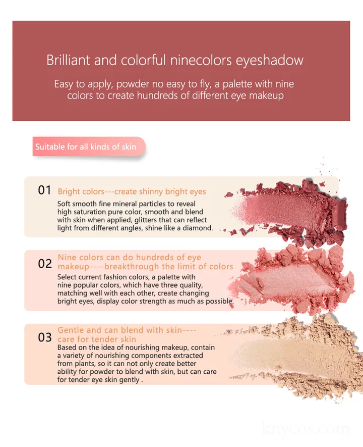 Swatch of high-pigment eyeshadow palette showing velvety soft texture, high color saturation, and blendable mineral-based formula.