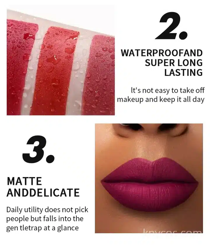 Application of plumping lip gloss using smooth lip brush, showing easy coloring and delicate matte finish with subtle glitter.
