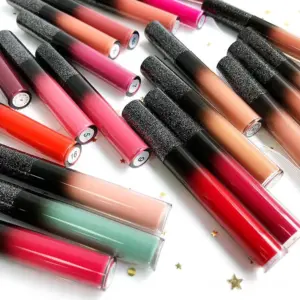 Matte liquid lipstick 25-shade set in sleek packaging, featuring waterproof, long-lasting vegan formula in nude and vibrant colors.