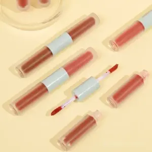 Private label 2-in-1 liquid blush in sleek dual-ended packaging, featuring matte and shiny formulas for versatile cheek and lip application.