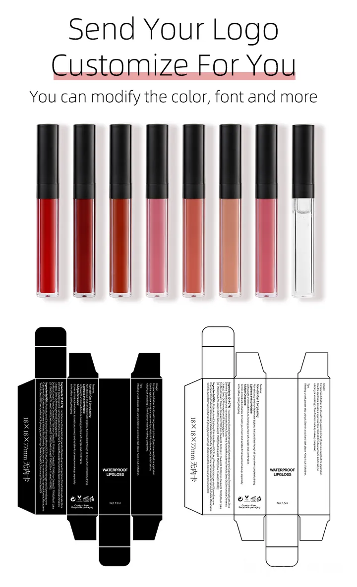 Custom logo matte lip gloss tube for OEM ODM lip makeup production
