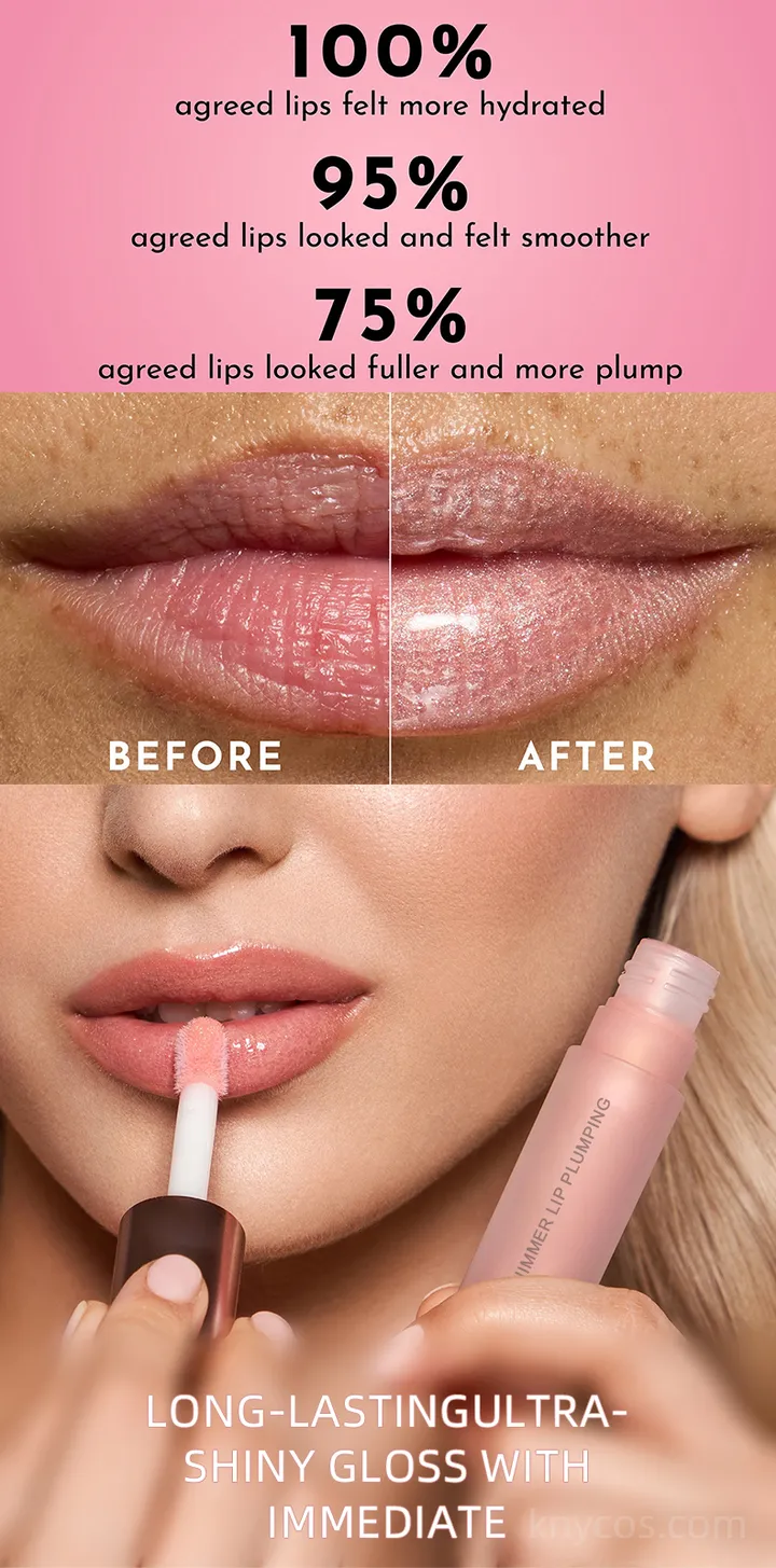 Custom plumping lip gloss formula with shine and lip smoothing effect