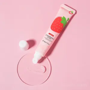 Private label strawberry lip sleeping mask jar with pink label