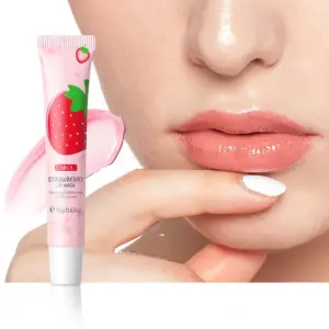 Private label strawberry lip sleeping mask jar with pink label