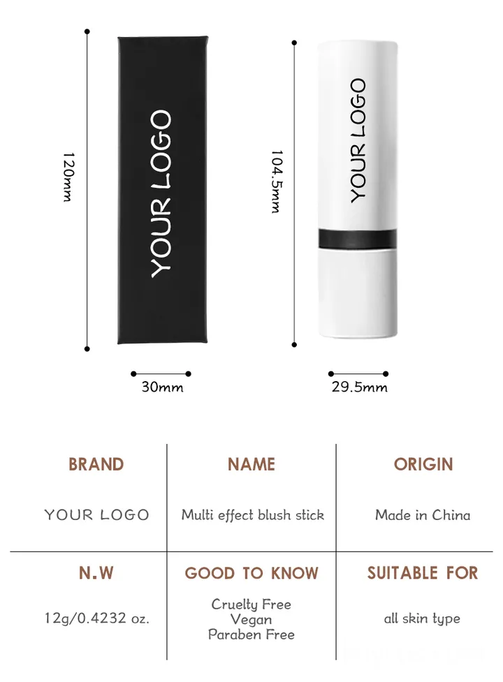 7 shades of blush stick with brush – Ripe Hawthorn, Sweet Peach, Dried Rose, Sunset Rose, Charming Grape, Champagne Dinner, Silky Cappuccino