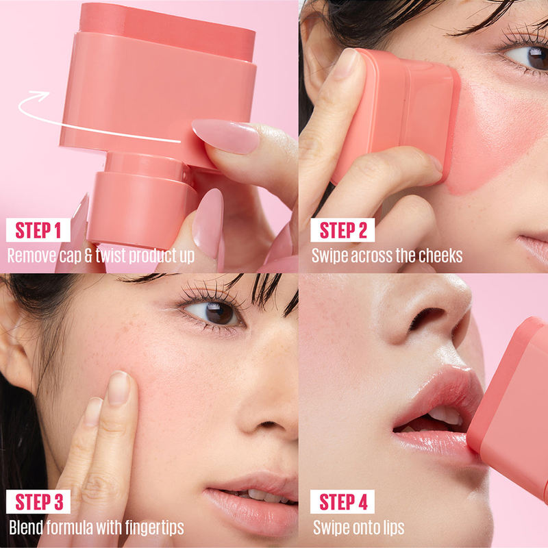 Lip & Cheek Balm Blush Stick – Long-Lasting Mineral Powder, Matte Finish, Vegan - Image 2