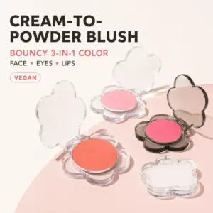 Cream to Powder Blush Palette – Bouncy 3-in-1 Blush for Face, Eyes & Lips, Vegan