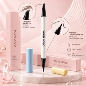 2-in-1 Eyeliner & Eyebrow Pencil – Double-Headed Four-Pronged Brow Pen, 24H Waterproof