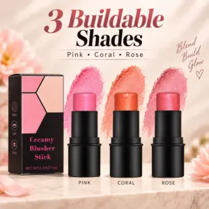 3-Color Multifunctional Blush Stick – 3-in-1 Blush, Lipstick & Eyeshadow with Sunscreen, Vegan