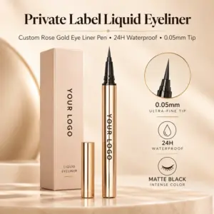 Private Label Liquid Eyeliner – Custom Rose Gold Eye Liner Pen, 24H Waterproof, 0.05mm Tip