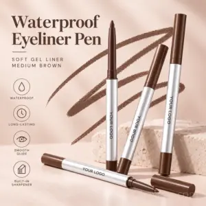 Waterproof Eyeliner Pen – Soft Gel Liner for Sensitive Eyes with Built-in Sharpener, Medium Brown