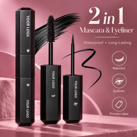 Private Label 2 in 1 Mascara and Eyeliner – Custom OEM Waterproof Dual-Ended Eye Makeup, 200 MOQ