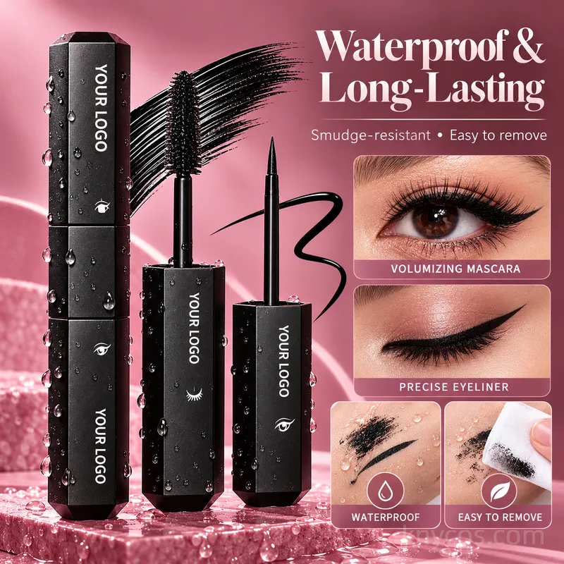 Private Label 2 in 1 Mascara and Eyeliner – Custom OEM Waterproof Dual-Ended Eye Makeup, 200 MOQ