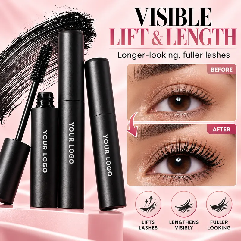 Private label fiber lash mascara – waterproof volume mascara in black tube